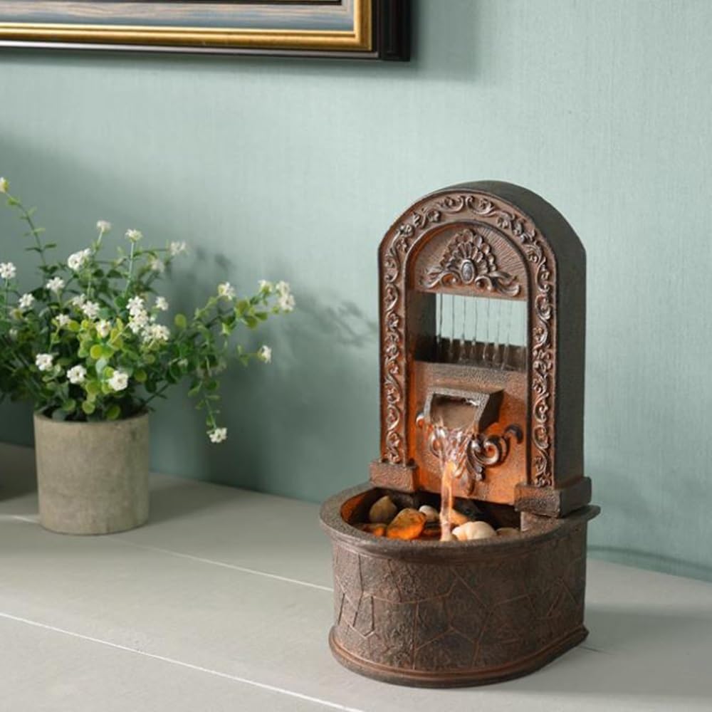 GRFIT Indoor Fountain Small Retro Desk Fountain, Recycled Water, Running Water Ornament, Decorative Ornament for Home Tabletop Fountain