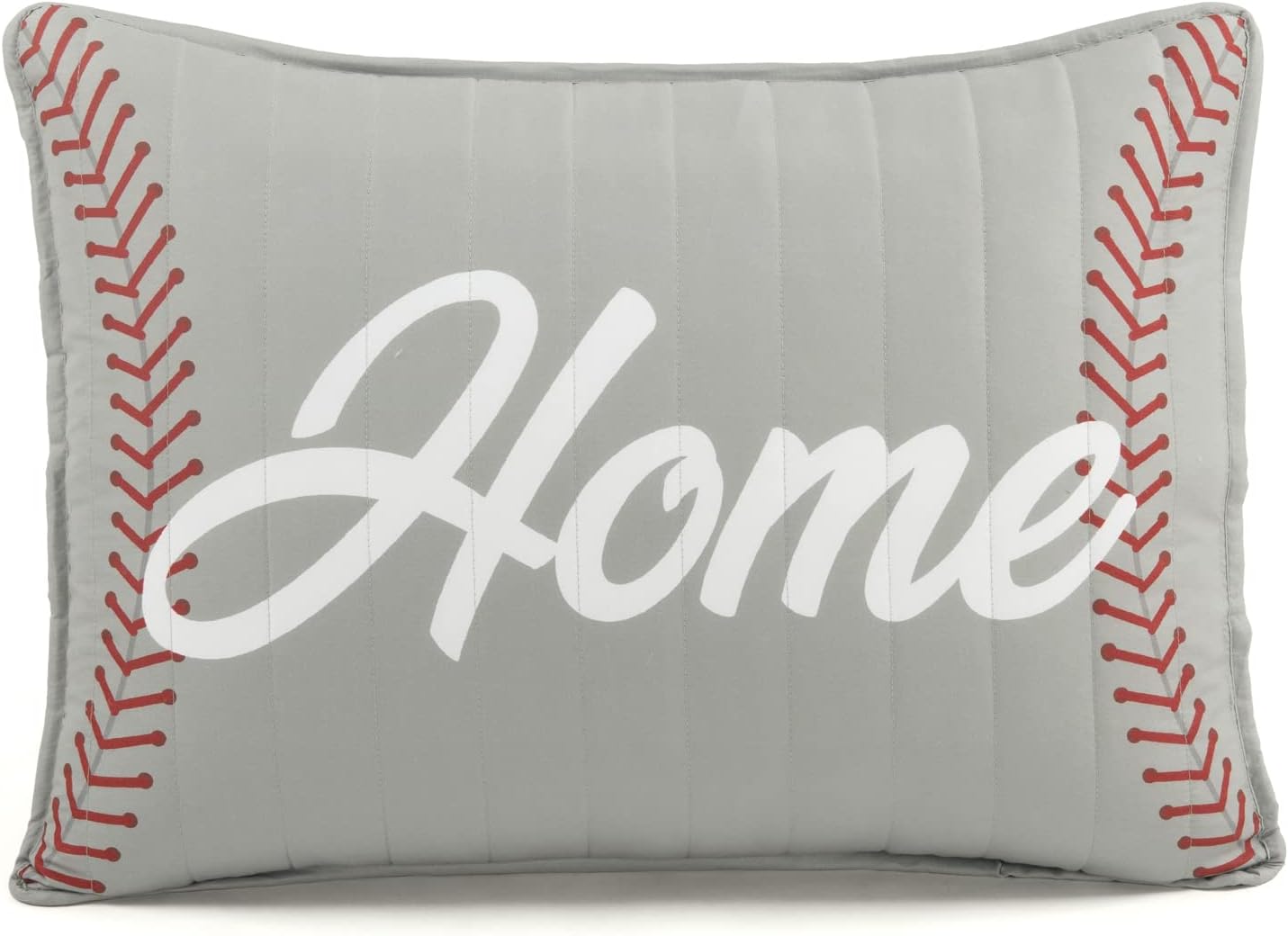 Lush Decor Baseball Game Reversible Quilt Queen Size 5 Piece Set Full/Queen Gray & Navy - Kids Bedding Set Full Quilt - Sports Decor - Baseball Bedding