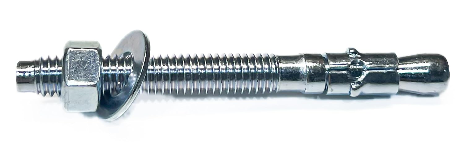 MIGHTY FASTENERS Zinc-Plated Steel Wedge Anchors, 3/4' X 12' - Heavy-Duty Mounting Bolts for Concrete - 25 Pack