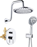 BRIGHT SHOWERS Shower Faucet Set, Shower Head System with Rainfall Shower Head and Handheld Showerhead Combo, Valve and Trim Kit, Complete Shower Fixtures for Bathroom, Chrome