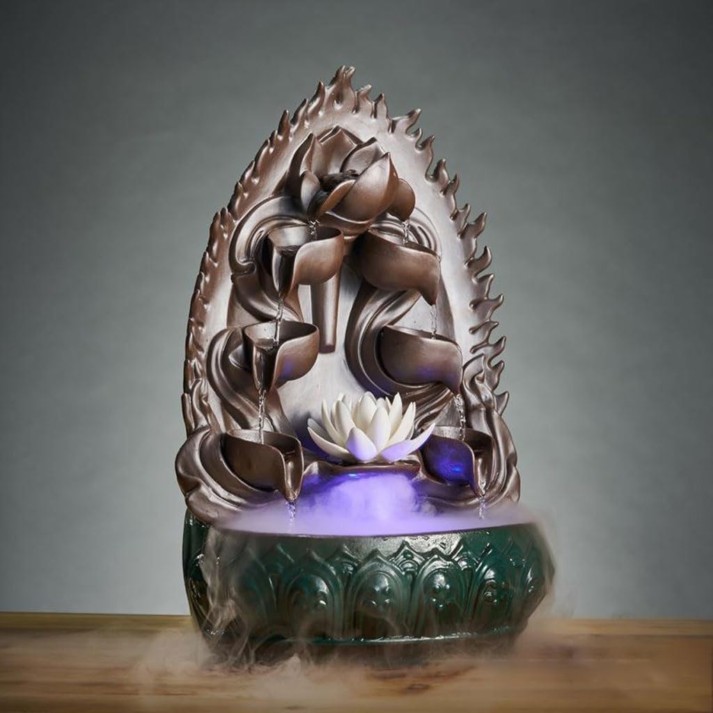 GUERNSEY Tabletop Fountain Chinese Style Atomizer Humidifier Home Living Room Desktop Fountain Landscape Circulating Water Indoor Fountain