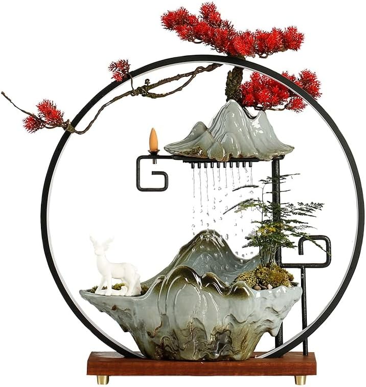 GUERNSEY Tabletop Fountain Tabletop Fountain Flowing Water Ornaments Creative Rockery Fountain Circulating Humidifier Ceramic Home Office Desktop Decoration Indoor Fountain