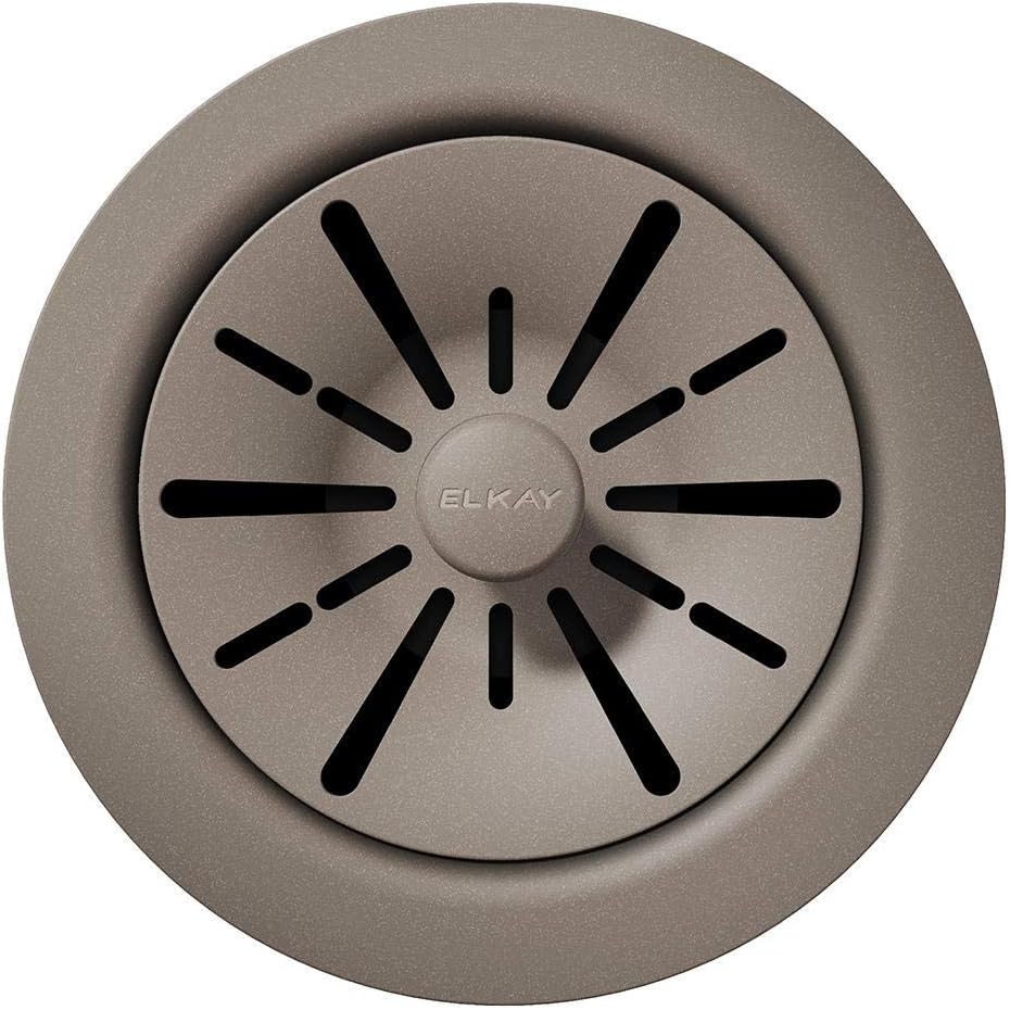 Elkay Quartz Perfect Drain 3-1/2' Polymer Disposer Flange with Removable Basket Strainer and Rubber Stopper Silvermist