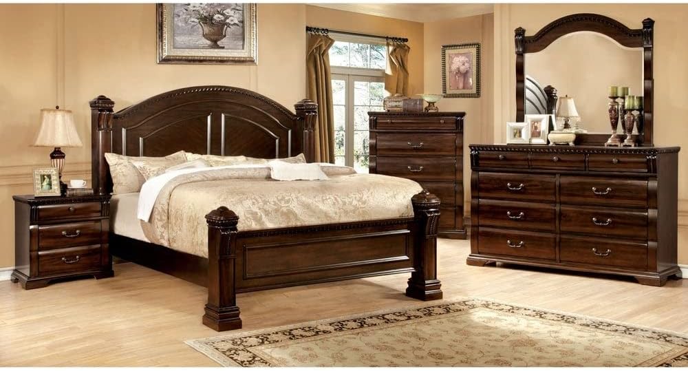 Furniture of America Tay Traditional Cherry 4-Piece Bedroom Set Queen