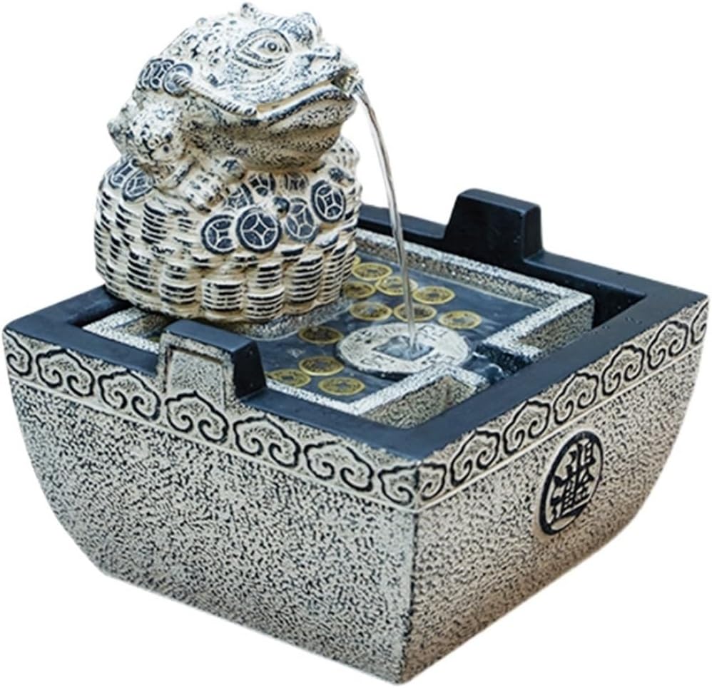 GRFIT Indoor Fountain Tabletop Relaxation Fountain with Golden Toad Table Fountain