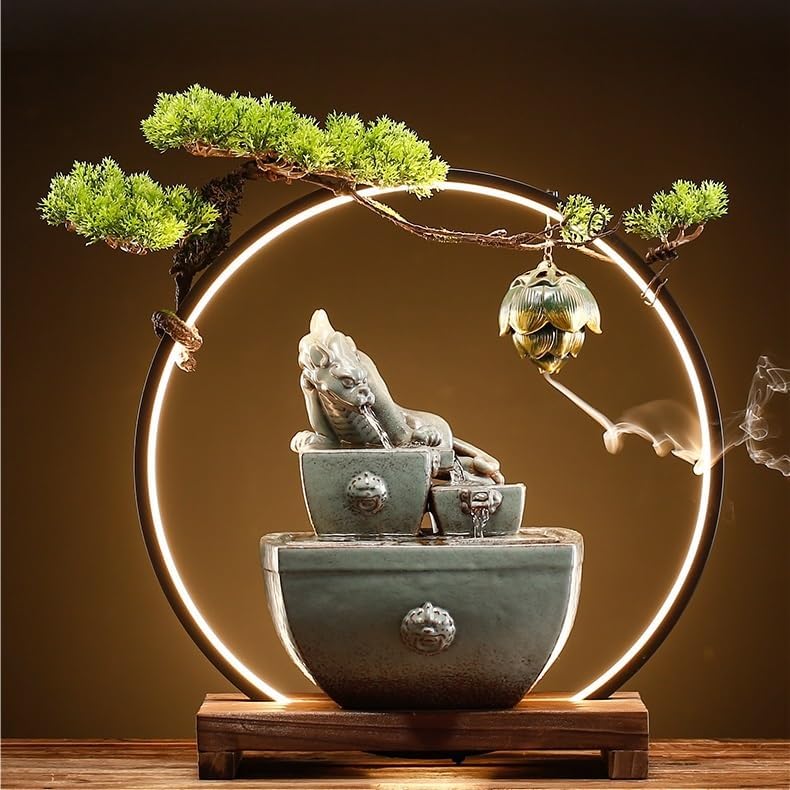 GUERNSEY Tabletop Fountain Tabletop Fountain Flowing Water Makes Money Circulating Water Ornaments Tea Room Company Office Front Desk Table Fountain Indoor Fountain