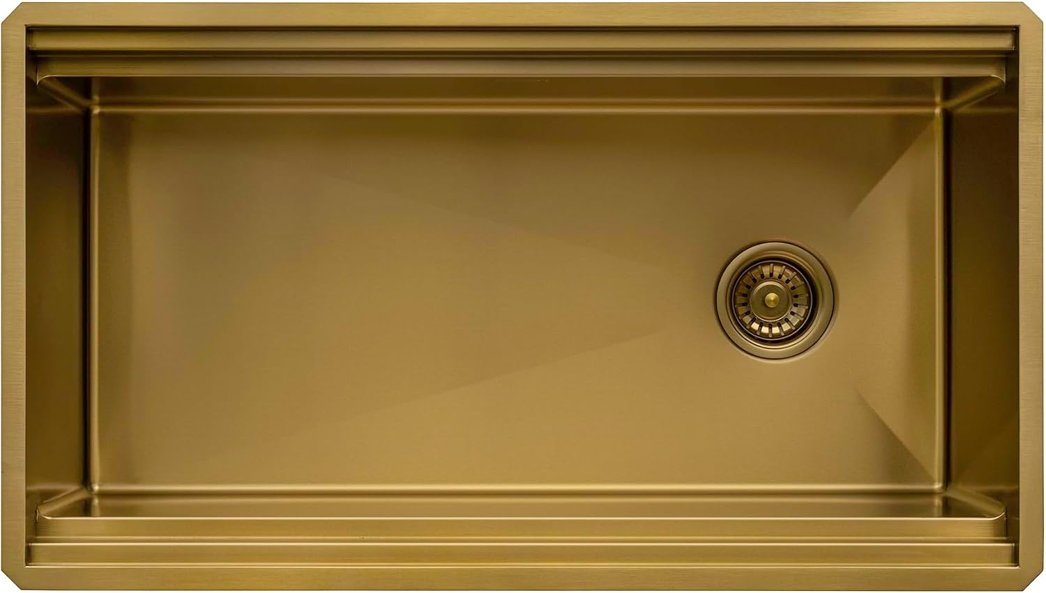 Ruvati 33-inch Polished Brass Matte Gold Stainless Steel Workstation Two-Tiered Ledge Undermount Kitchen Sink - RVH6222GG