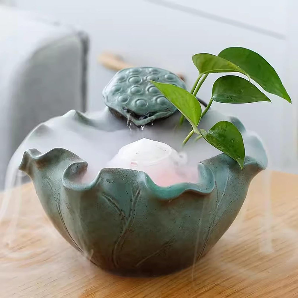 GLigeT Tabletop Fountain Chinese Style Ceramic Simple Flowing Water Fountain Decoration Recycling Office Living Room Desktop Decoration Water Fountain Decor