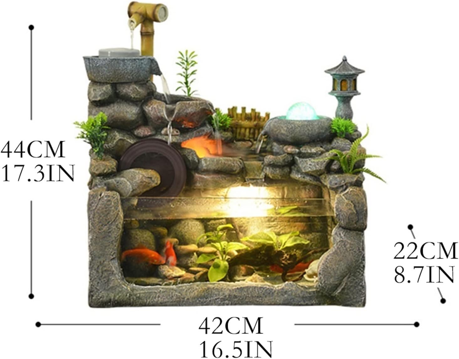 HIHELO Desktop Fountain Tabletop Fountain Rockery Fountain Living Room Office Desktop Humidifier Waterscape Ornament Bedroom Desktop Fish Tank Water Fountain Outdoor