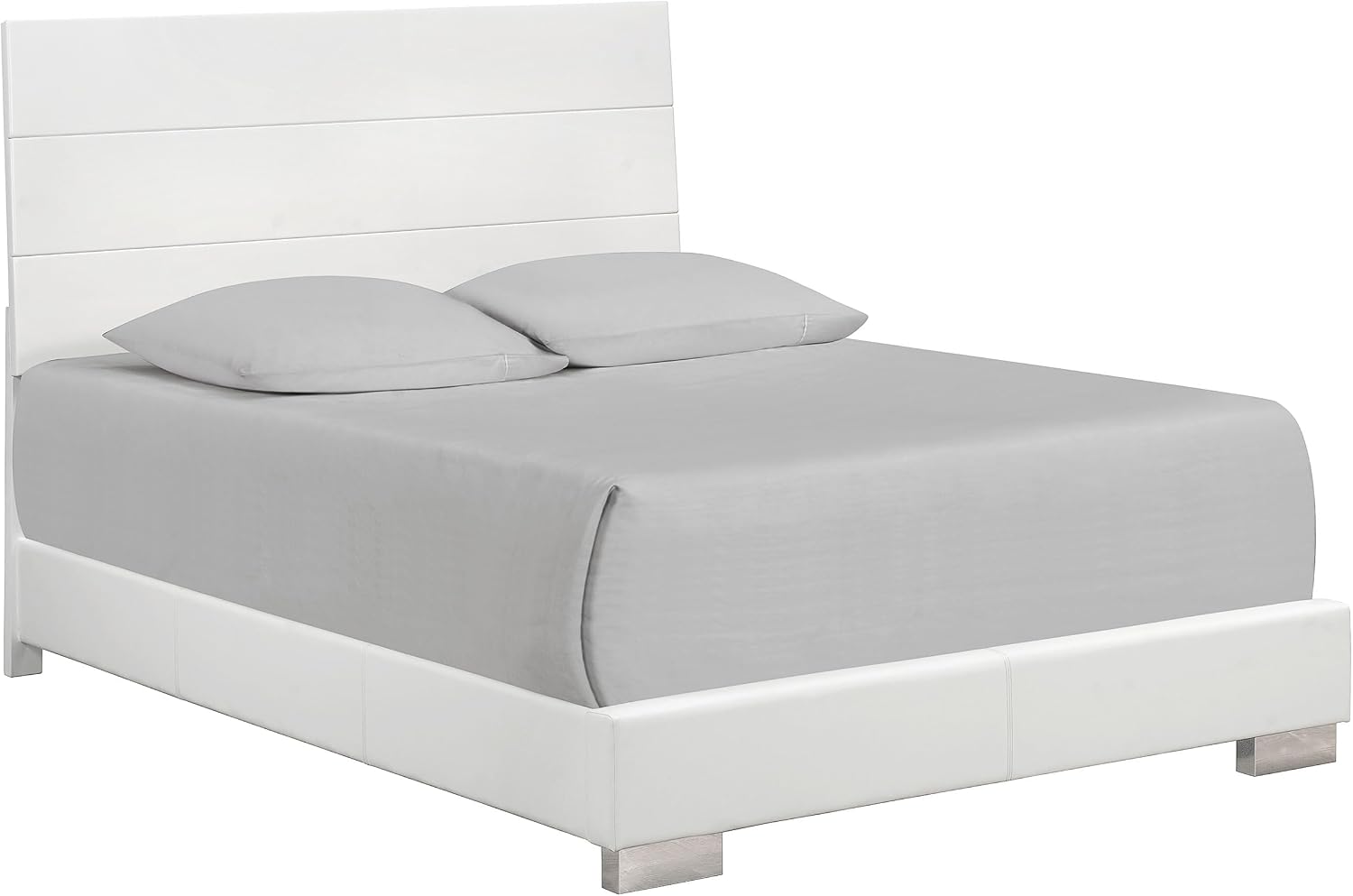 Coaster Home Furnishings Felicity Contemporary 4-Piece Bedroom Set Queen Size Panel Bed Frame 51-inch Headboard White High Gloss 203501Q-S4L