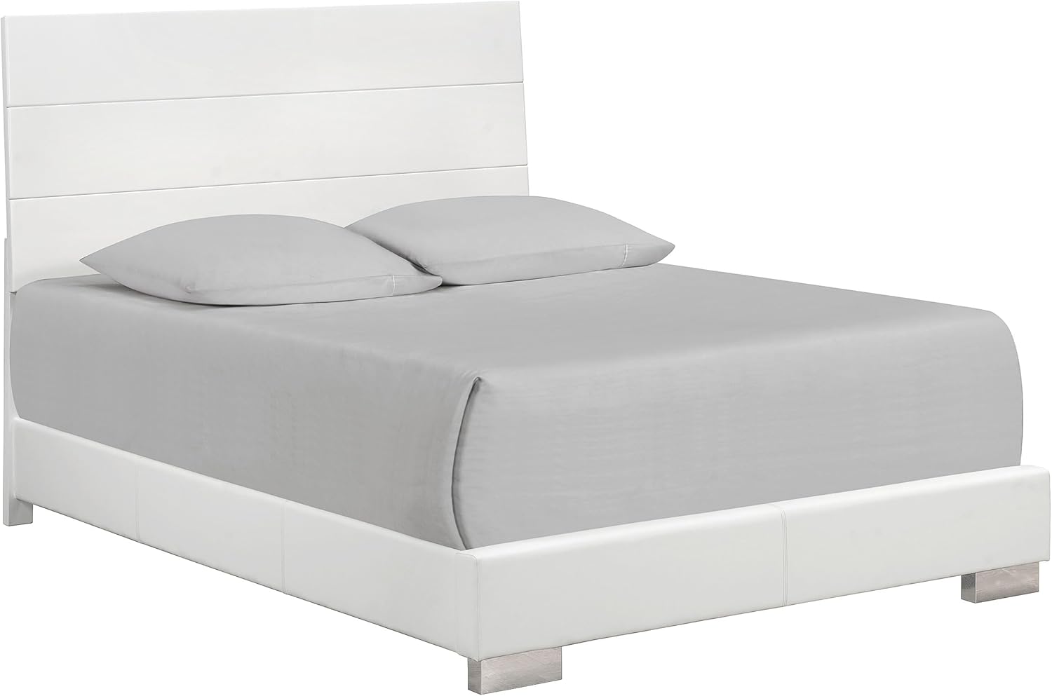 Coaster Home Furnishings Felicity Contemporary 4-Piece Bedroom Set Queen Size Panel Bed Frame 51-inch Headboard White High Gloss 203501Q-S4