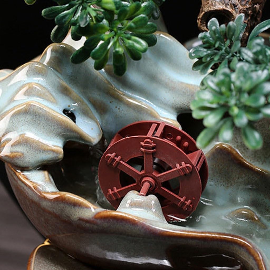 GUERNSEY Tabletop Fountain Chinese Style Reverse Flow Incense Rockery Desktop Fountain Ornaments Creative Simple Indoor Water Fountain Ornaments Indoor Waterfall Feature Indoor Fountain
