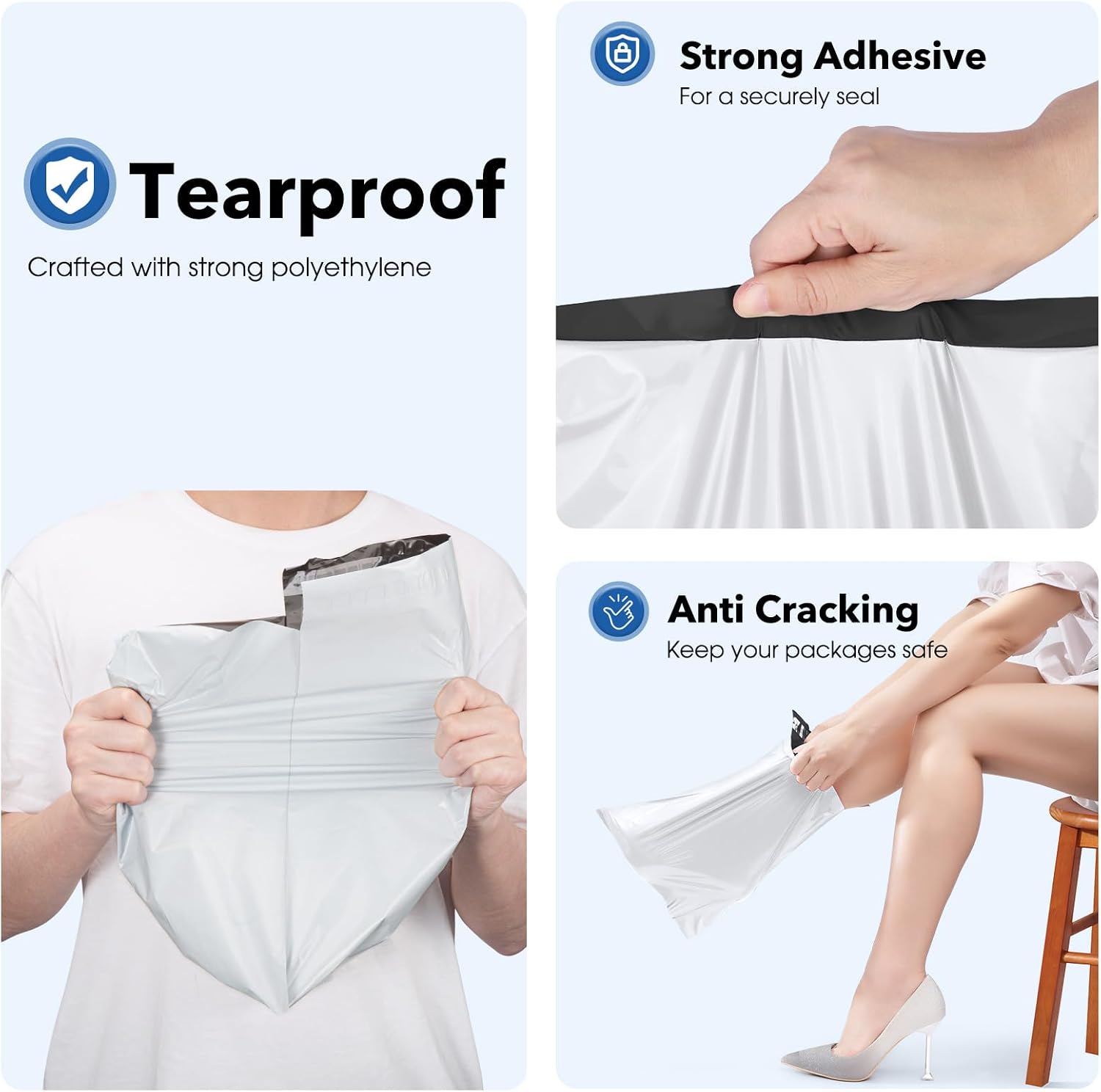 Fuxury 2000 Pcs 10x13' Poly Mailers,Waterproof Mailing Envelopes for Clothing, Strong Adhesive Poly Shipping Postage Bags for Small Business(White)