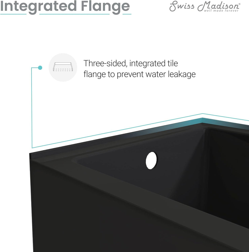 Voltaire 54' x 30' Right-Hand Drain Alcove Bathtub with Apron in Matte Black