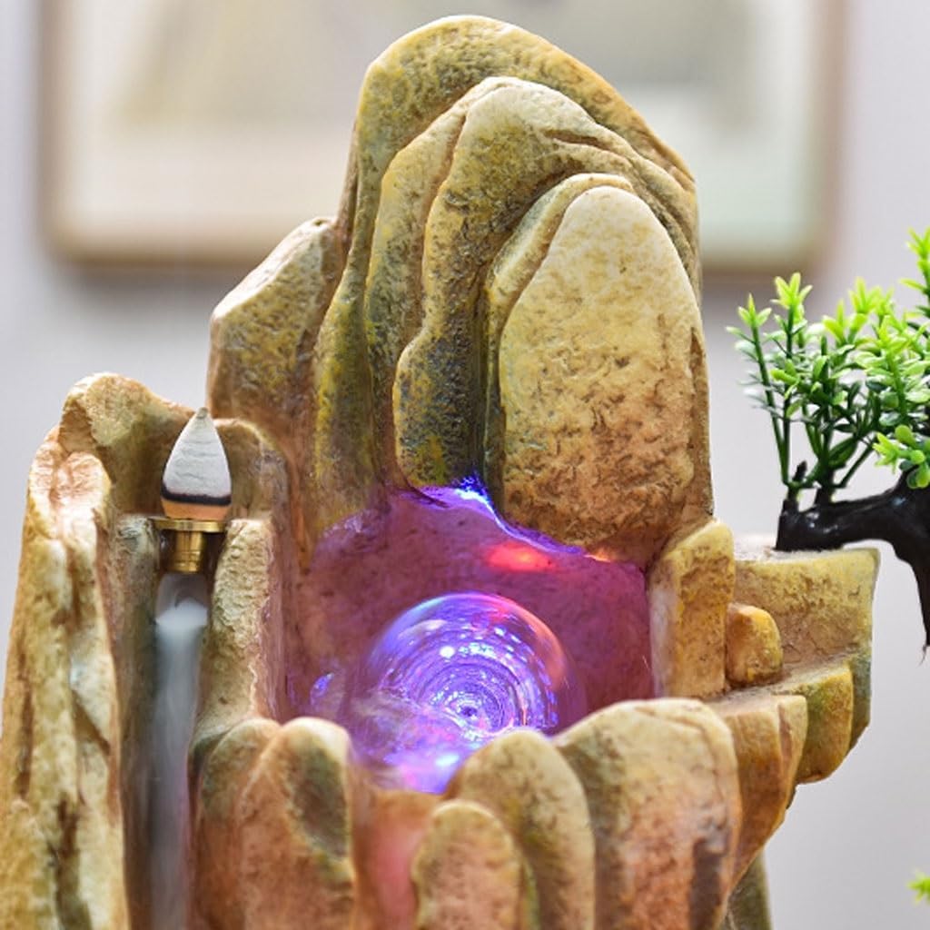 GUERNSEY Tabletop Fountain Mountain Water Fountain Ornaments Water Wheel Indoor Living Room Desktop Office Landscape Decorations Indoor Fountain