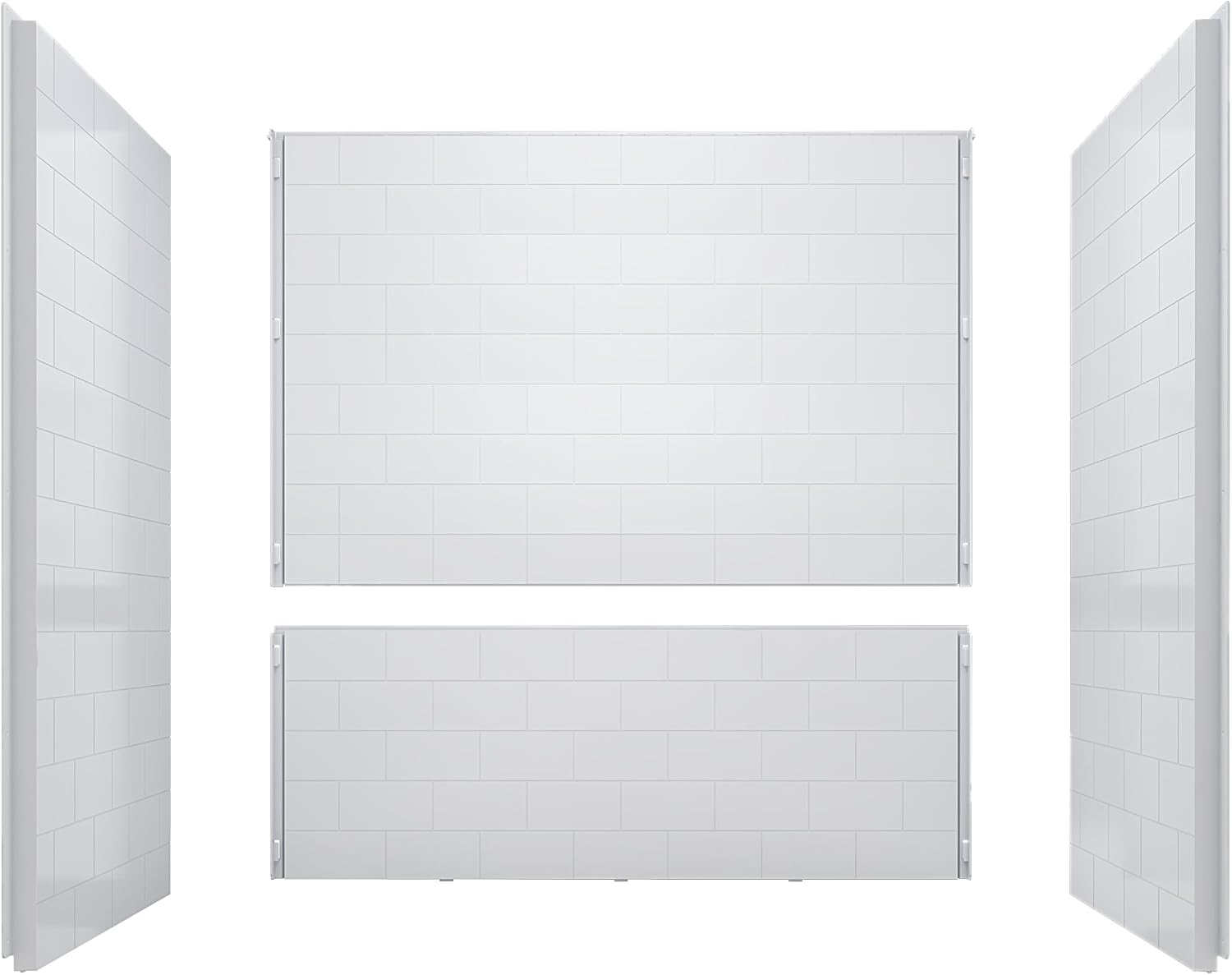 WOODBRIDGE 60 in. W x 32 in. D x 64 in. H 4-Piece Alcove Tub Wall Kit with Staggered Brick Pattern,Gloss White Finish