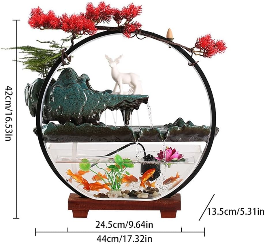 GUERNSEY Tabletop Fountain Flowing Water Fish Tank Fountain Ornaments Office Desktop Hill Flowing Water Study Desktop Decorations Indoor Fountain
