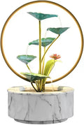 HIHELO Desktop Fountain Indoor Fountain 5 Tiers Lotus Leaf Tabletop Fountain Relaxing Waterfall Room Decoration LED with Round Scene Light Water Fountain Outdoor (Color : White)