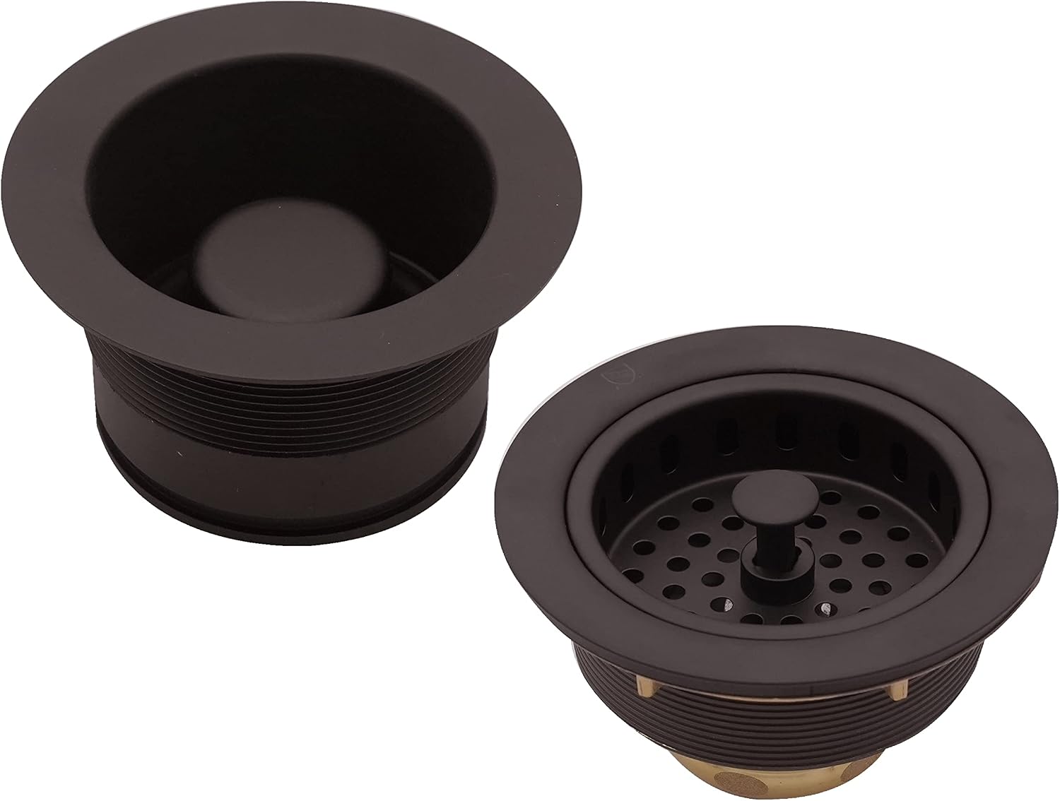 Westbrass CO2185-12 Combo Pack 3-1/2' Post Style Large Kitchen Sink Basket Strainer and Waste Disposal Drain Flange with Stopper, Oil Rubbed Bronze