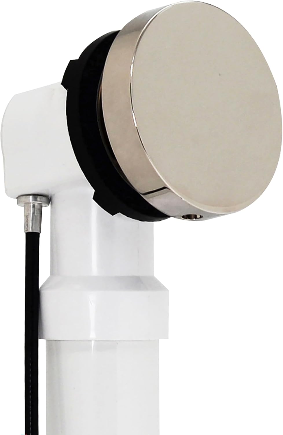 Westbrass D50P35SRE-05 35' Cable Drive Bathtub Drain Trim with Rotary Overflow Cover Knob, Pop-Up Stopper Sch. 40 PVC Fittings, Polished Nickel
