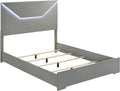 Coaster Home Furnishings Ives Contemporary 4-Piece Bedroom Set Queen Size LED Panel Bed Frame 57-inch Headboard Grey High Gloss 224971Q-S4