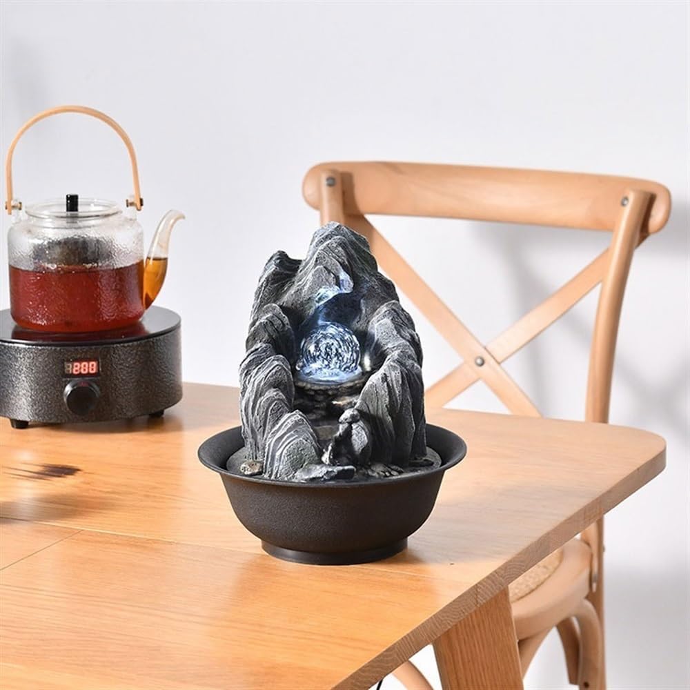 GLigeT Tabletop Fountain Circulation Water Features Fortune Feng Shui Ball Fountain Small Rockery Office Desktop Running Water Ornaments Water Fountain Decor