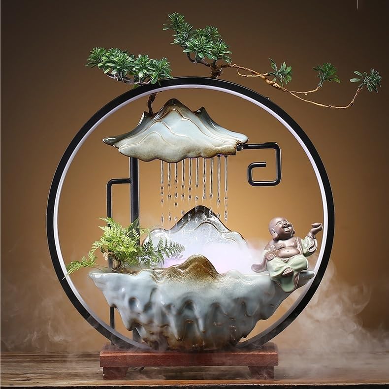 GUERNSEY Tabletop Fountain Tabletop Fountain Creative Living Room Circulating Water Landscape Fountain Humidifier Office Home Furnishings Indoor Fountain