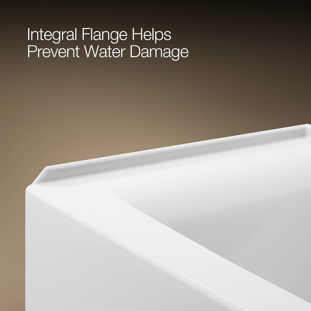 KOHLER K-26109-RA-0 Entity 60-Inch x 30-Inch Alcove Bath with Integral apron, integral flange and right hand drain, White