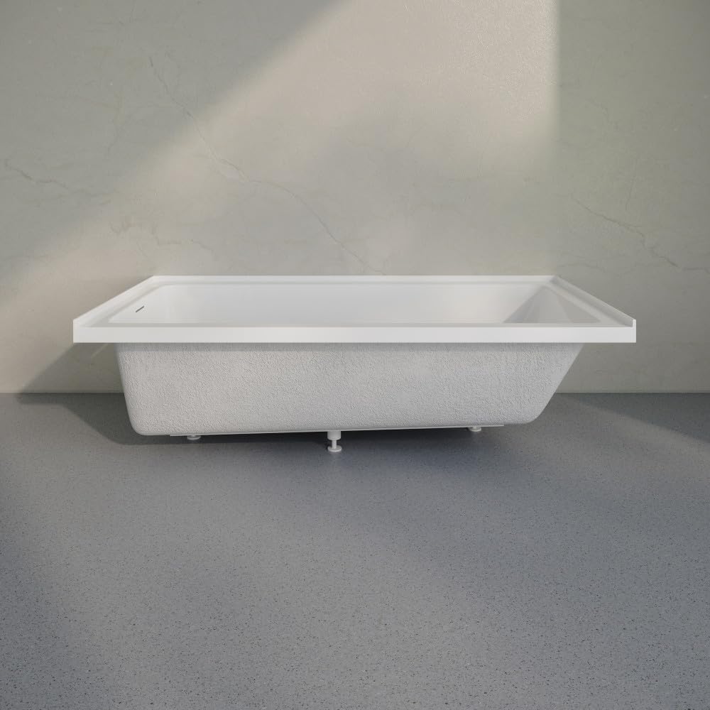 Swiss Madison Voltaire 72 x 36 Left Drain Soaking Alcove Bathtub in Glossy White with Integrated Armrest
