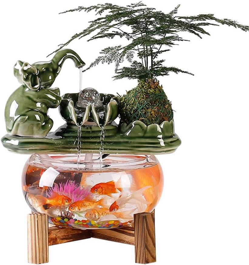 GUERNSEY Tabletop Fountain Fish Tank Water Ornaments Circulating Water Living Room Office Desktop Small Fountain Study Desktop Fountain Indoor Fountain