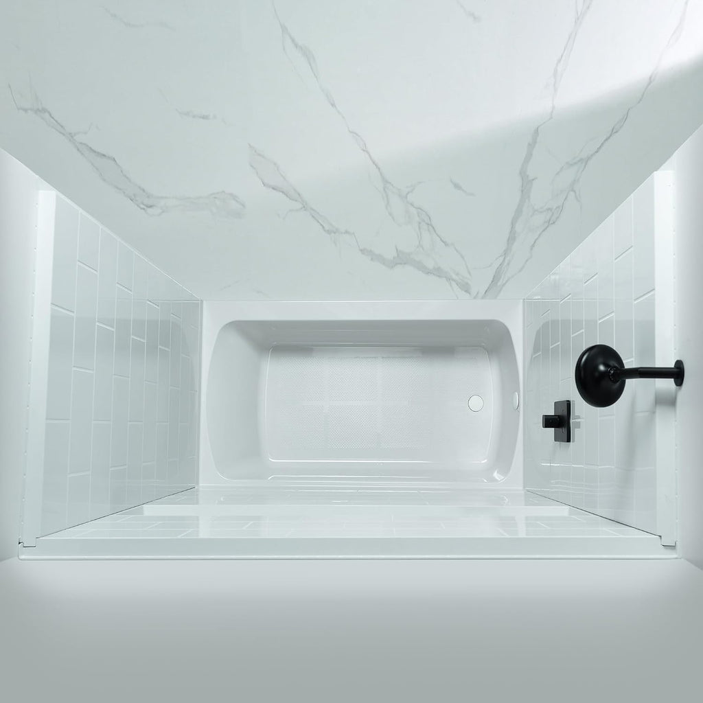 WOODBRIDGE 60' x 32' Four-Piece Direct-to-Stud Alcove Tub Surround with Left-Drain Hole Soaking Bathtub Combo in White