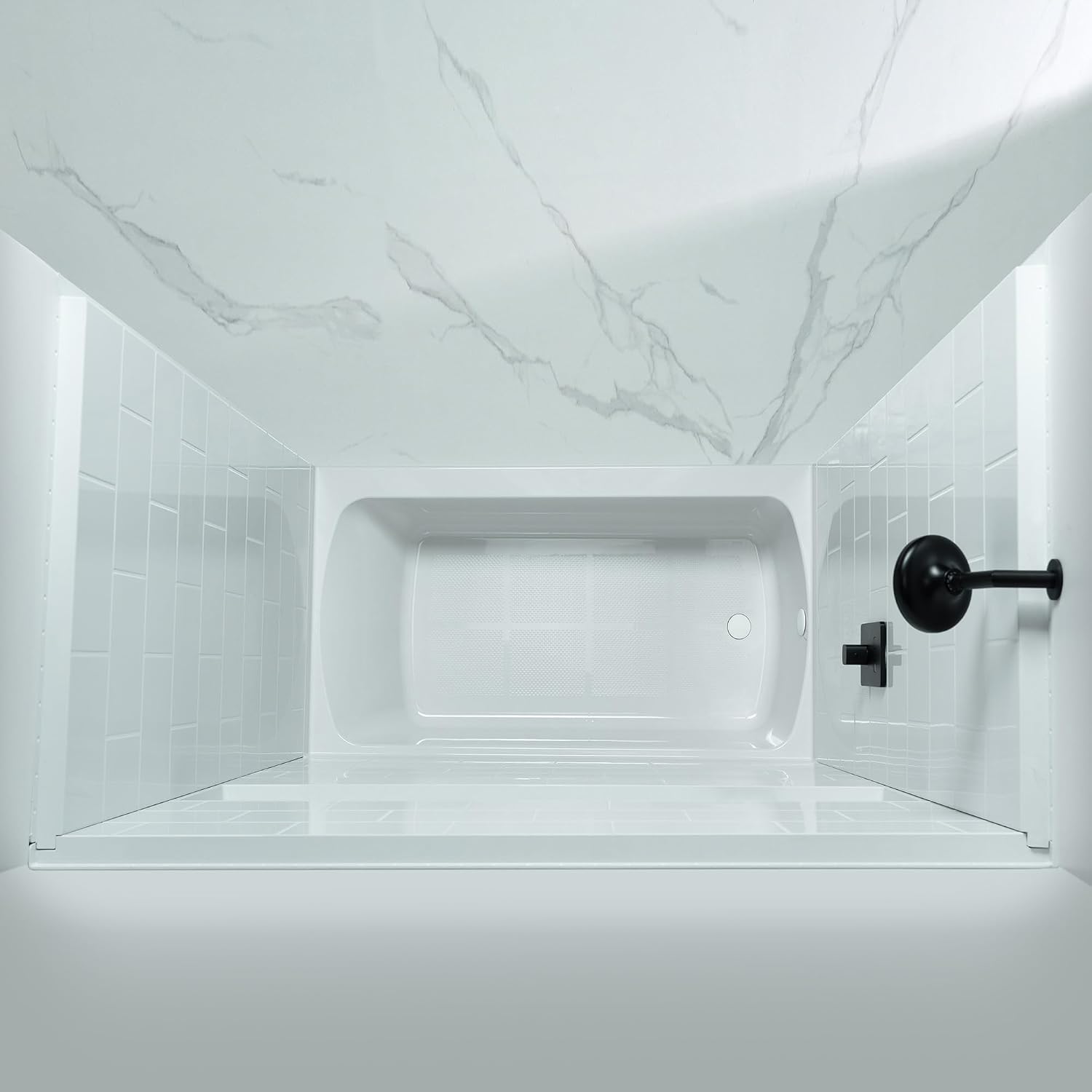 WOODBRIDGE 60' x 32' Four-Piece Direct-to-Stud Alcove Tub Surround with Left-Drain Hole Soaking Bathtub Combo in White