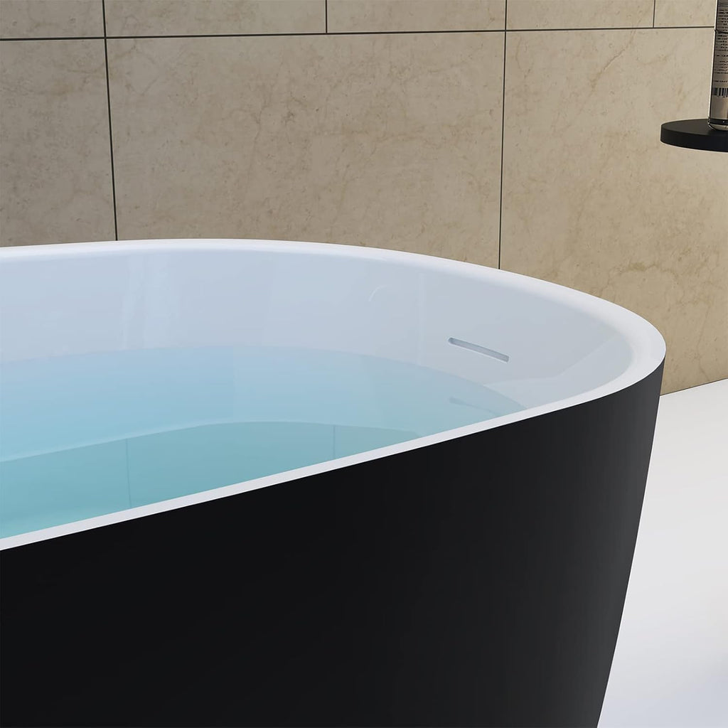 59' Acrylic Freestanding Bathtub, Single Slipper Free Standing Tub, Soaking Tub with Integrated Slotted Overflow, Toe-Tap Chrome Drain, cUPC Certified, Matte Black