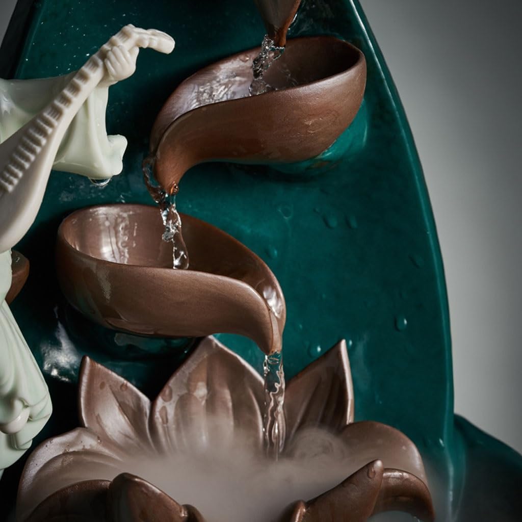 GUERNSEY Tabletop Fountain Chinese Creative Water Ornaments Home Living Room Ceramic Desktop Fountain Indoor Desktop Ornaments Office Decorations Tabletop Fountains Indoor Fountain