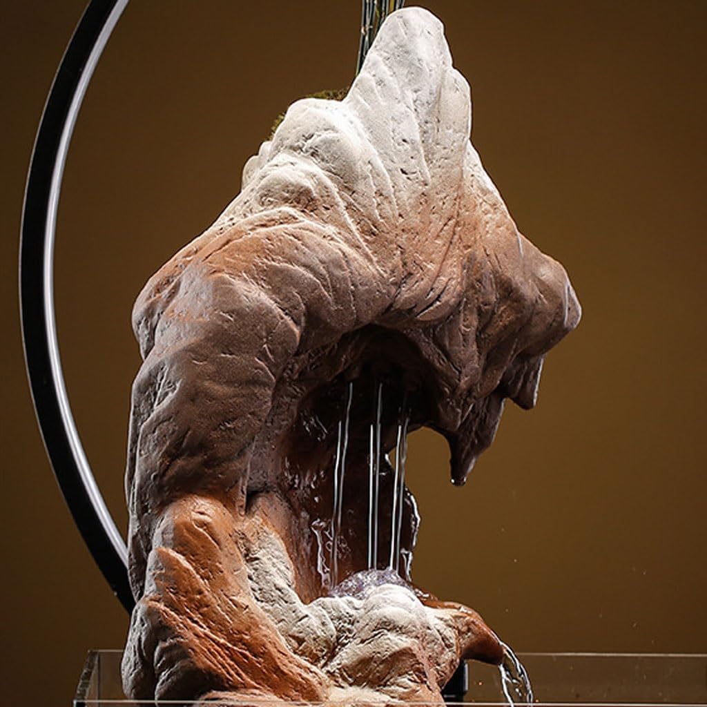 GUERNSEY Tabletop Fountain Home Water Fish Tank Ornaments Living Room Desktop Chinese Rockery Water Wheel Water Circulation Fountain Indoor Fountain