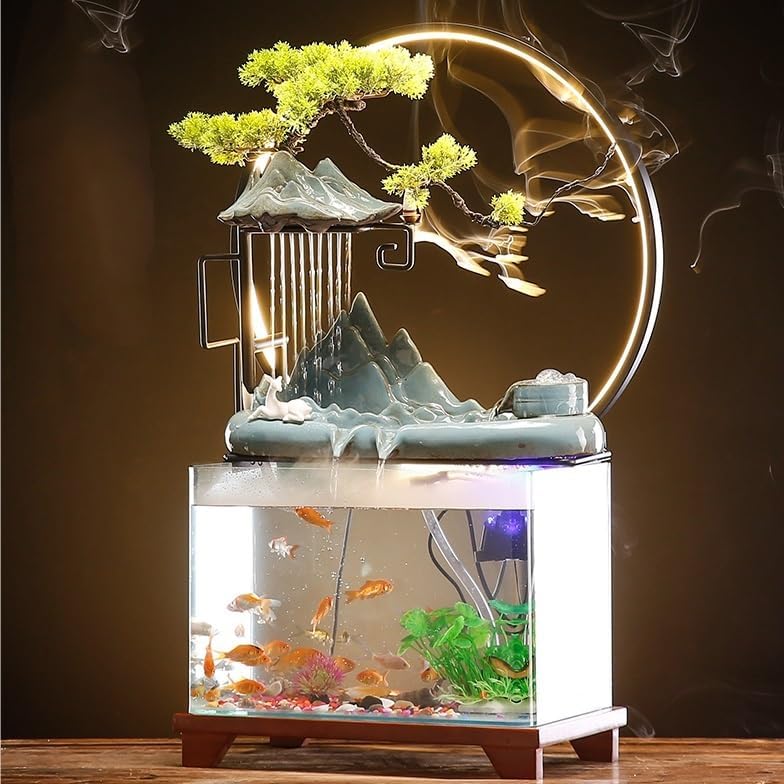 GUERNSEY Tabletop Fountain Tabletop Fountain Circulating Water Device Living Room Creative Decoration Office Small Fish Tank Desktop Landscape Indoor Fountain