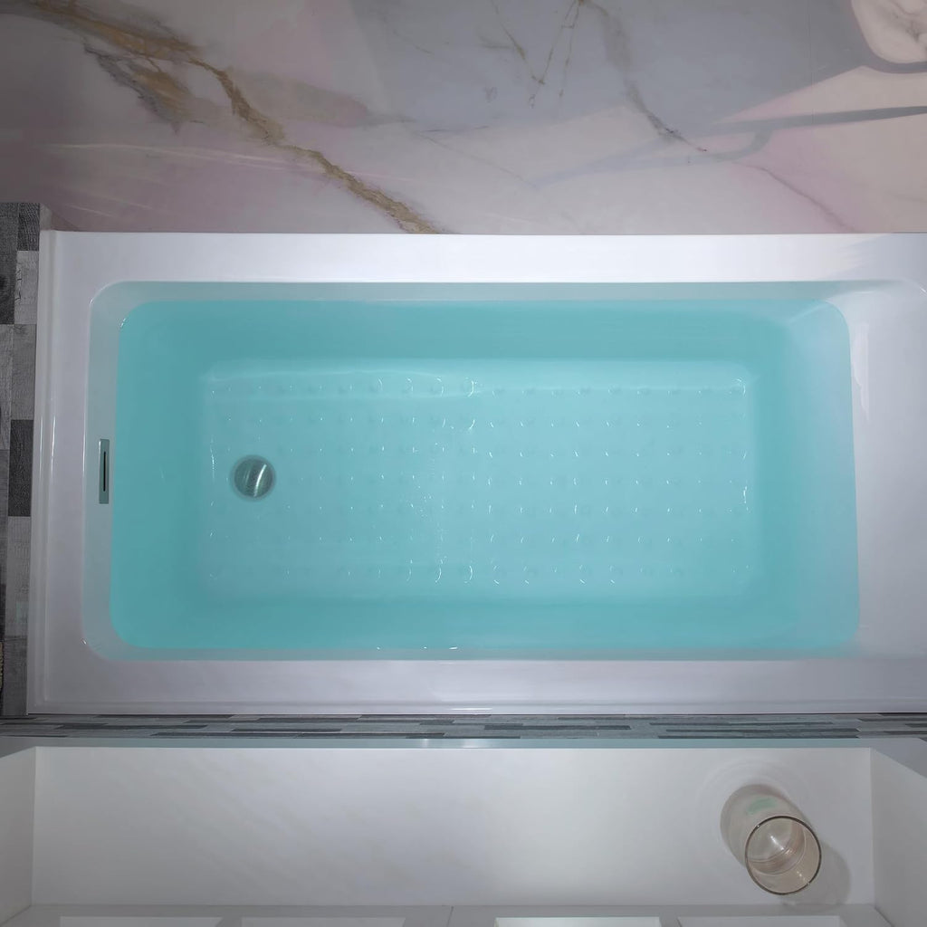 WOODBRIDGE 60' Acrylic Rectangular Alcove Soaking Bathtub in White with Right Drain, Brushed Nickel pop-up Drain Included, LB666-R