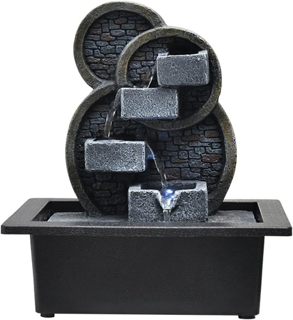 Indoor Tabletop Waterfall Fountain Indoor Electric Tabletop Fountain with LED Lights - Decorative Tiered Rock and Waterfall Design - Quiet and Soothing Water Sound Meditation Fountain ( Color : 2 )