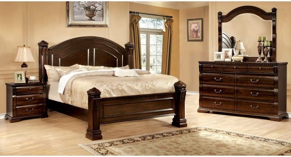 Furniture of America Tay Traditional Cherry 4-Piece Bedroom Set Queen