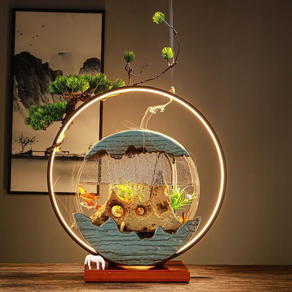GUERNSEY Tabletop Fountain Ornament Fountain Circulating Water Fish Tank Desktop Living Room Decoration Study Desktop Fountain Indoor Fountain