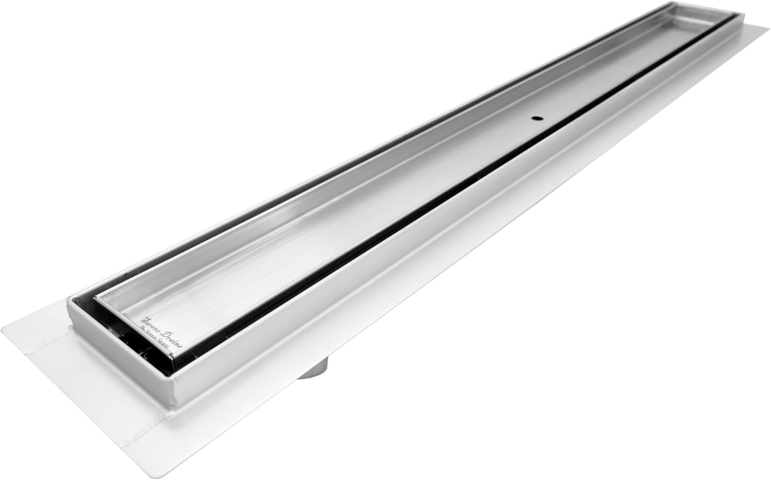 304 Side Outlet Linear Offset Shower Drain Brushed Nickel Long Shower Drain Kit Hair Catcher Strainer Grate Cover Bathroom Floor Insert (16 Inch, Tile in Design)