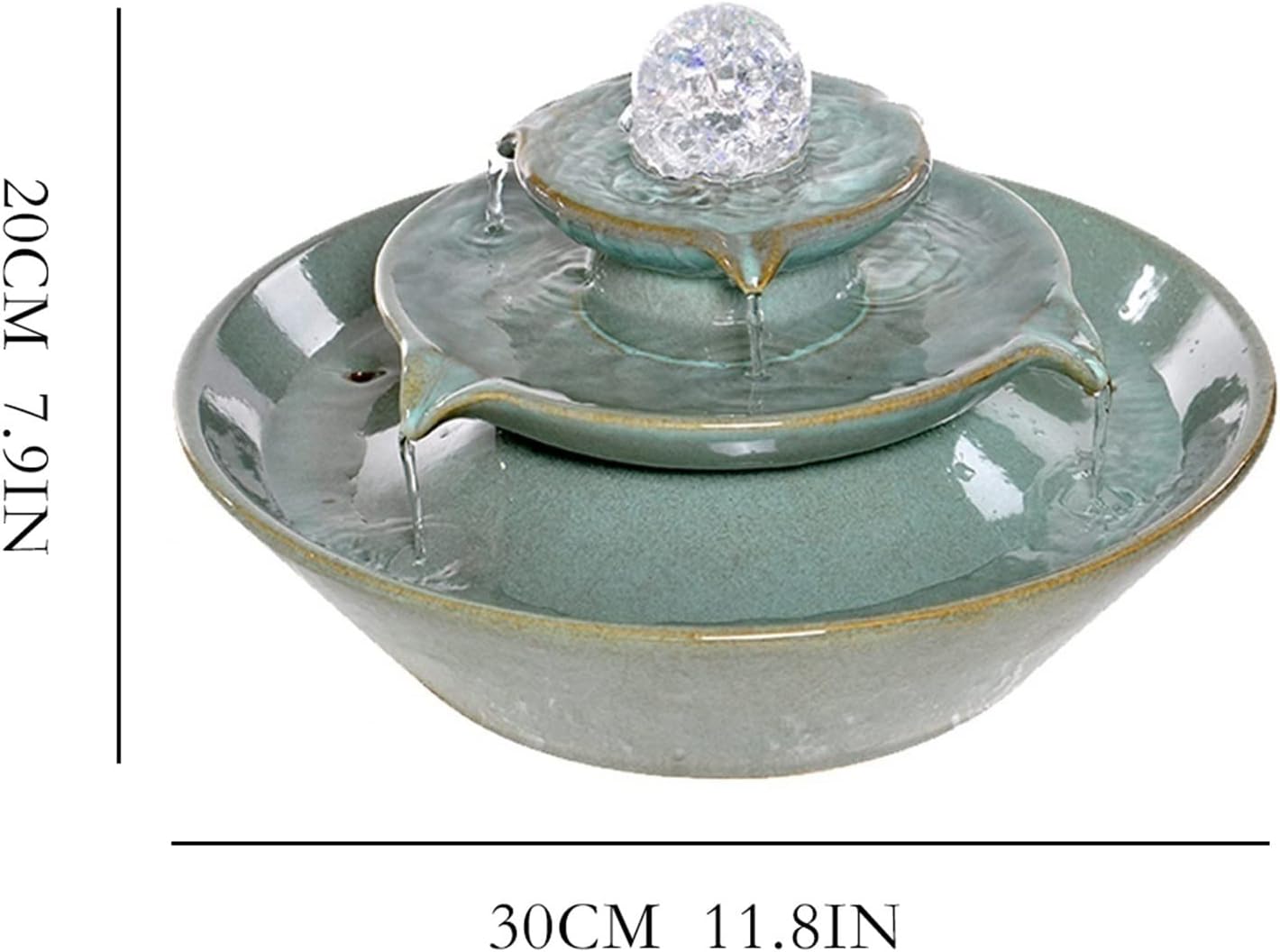 HIHELO Tabletop Fountain Creative Fountain Flowing Water Desktop Decoration Living Room Ceramics Home Office Feng Shui Wheel Ball Decorations Indoor Fountain (Color : Brass)