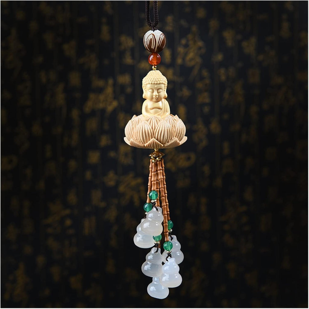 Car Interior Good Luck Pendant Bodhi Seeds Lotus Flower Goddess Of Mercy Car Rearview Mirror Charm Birthday Gift Car Charm