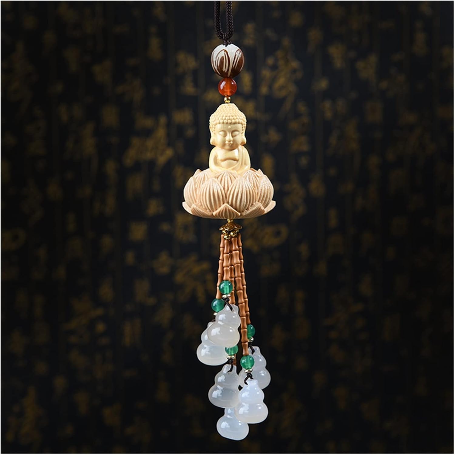 Car Interior Good Luck Pendant Bodhi Seeds Lotus Flower Goddess Of Mercy Car Rearview Mirror Charm Birthday Gift Car Charm
