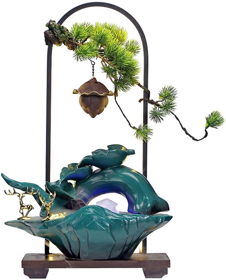 GUERNSEY Tabletop Fountain Lighting Water Ornaments Water Circulation Humidification Fountain Living Room Porch Office Desktop Indoor Fountain