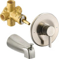 Tearel Replacement for Moen Posi Temp Shower Valve and Trim Kit, Complete Set for Tub and Shower Faucet, Includes Valve Body, Handle, Escutcheon Plate, Tub Spout, Brushed Nickel