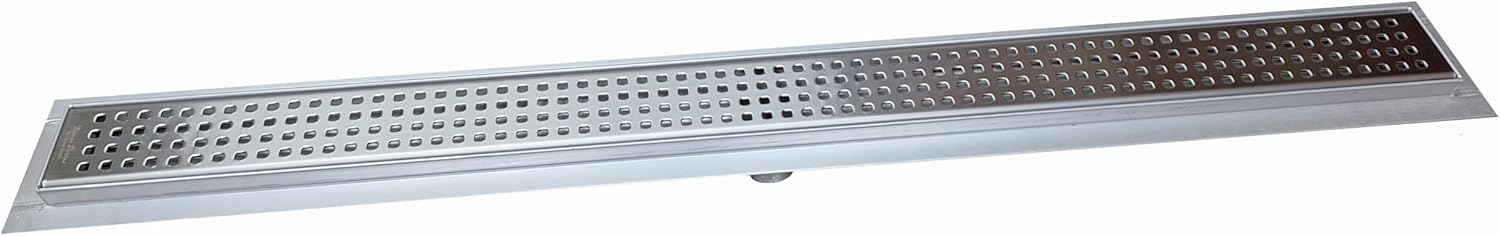 Royal Linear Shower Drain Stainless Steel Traditional Square By Serene Steam 35 5/8