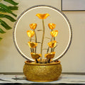 Gold Money Tree Feng Shui Tabletop Fountain with LED Light and Automatic Pump, Wealth Luck Indoor Waterfall Decor, Resin Desktop Water Feature for Home Office Zen Relaxation(Large)