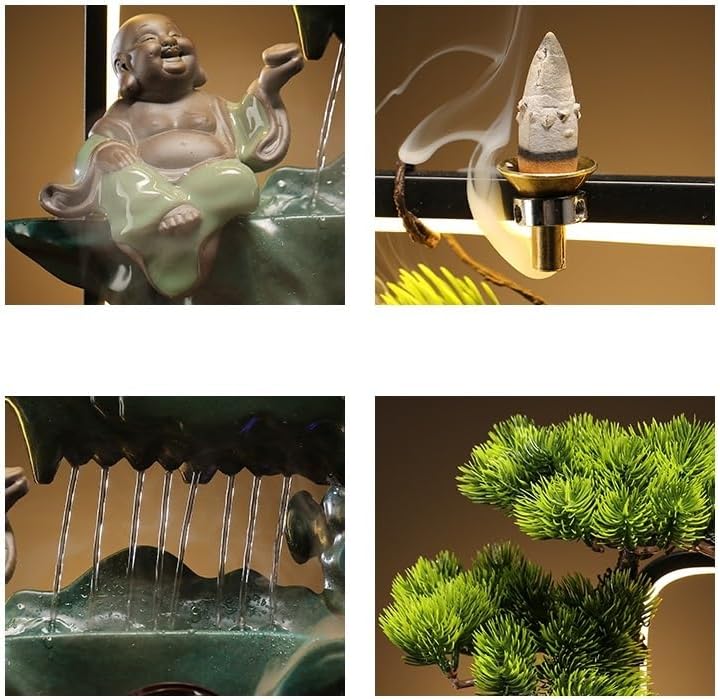 GUERNSEY Tabletop Fountain Tabletop Fountain Rockery Fountain Indoor Bonsai Crafts Small Fish Tank Living Room Flowing Water Wealth Ornaments Indoor Fountain