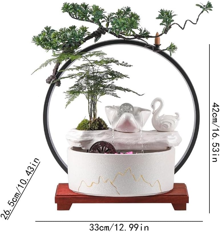GUERNSEY Tabletop Fountain Tabletop Fountains Chinese-Style Ceramic Water Ornaments Home Living Room Desktop Decoration Fountain Tea Room Tea Table Fountain Ornaments Indoor Fountain